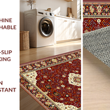 Ultra Soft Area Rug, Non Slip, Stain Resistant, Washable Area Rugs for Living Room, Bedroom, Sophisticated Rich Toned Lattice Style(Red)