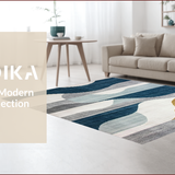 Ultra Soft Area Rug, Non Slip, Stain Resistant, Washable Area Rugs for Living Room, Bedroom, Stylish Minimalist Strokes Design(Blue)