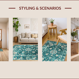 Ultra Soft Area Rug, Non Slip, Stain Resistant, Washable Area Rugs for Living Room, Bedroom, Elegant Distressed Blue Pattern(Green)