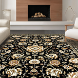 Dramatic Black and Gold Floral Fusion(Black)