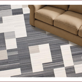 Ultra Soft Area Rug, Non Slip, Stain Resistant, Washable Area Rugs for Living Room, Bedroom, Chic Neutral Toned Linear Design(Gray)