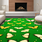 Ultra Soft Area Rug, Non Slip, Stain Resistant, Washable Area Rugs for Living Room, Bedroom, Contemporary Leafy Insect Illustrations(Green)