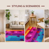 Ultra Soft Area Rug, Non Slip, Stain Resistant, Washable Area Rugs for Living Room, Bedroom, Charming Playful Rainbow Typography(Orange)