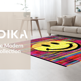 Ultra Soft Area Rug, Non Slip, Stain Resistant, Washable Area Rugs for Living Room, Bedroom, Groovy Contemporary Linear Design(Yellow)