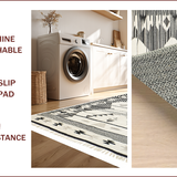 Ultra Soft Area Rug, Non Slip, Stain Resistant, Washable Area Rugs for Living Room, Bedroom, Ivory Black Geometric Bedroom Fringe Carpet(Beige)