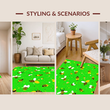 Ultra Soft Area Rug, Non Slip, Stain Resistant, Washable Area Rugs for Living Room, Bedroom, Colorful Bee Artistry Rug(Green)
