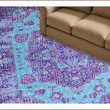 Ultra Soft Area Rug, Non Slip, Stain Resistant, Washable Area Rugs for Living Room, Bedroom, Luxurious Textured Geometric Layout(Blue)