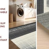 Ultra Soft Area Rug, Non Slip, Stain Resistant, Washable Area Rugs for Living Room, Bedroom, Modern Abstract Black & White Rug:  Woven Design(Black)