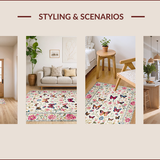 Ultra Soft Area Rug, Non Slip, Stain Resistant, Washable Area Rugs for Living Room, Bedroom, Elegant Vintage Nature Motif(White)