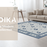 Ultra Soft Area Rug, Non Slip, Stain Resistant, Washable Area Rugs for Living Room, Bedroom, Chic Textured Ogee Style(Gray)