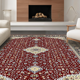 Ultra Soft Area Rug, Non Slip, Stain Resistant, Washable Area Rugs for Living Room, Bedroom, Lush Cozy Cream Tiled Design(Red)