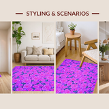 Ultra Soft Area Rug, Non Slip, Stain Resistant, Washable Area Rugs for Living Room, Bedroom, Artistic Girly Garden Style(Purple)