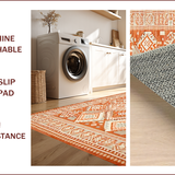 Ultra Soft Area Rug, Non Slip, Stain Resistant, Washable Area Rugs for Living Room, Bedroom, Vivid Herringbone Orange Aesthetic(Orange)