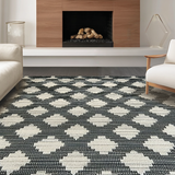 Ultra Soft Area Rug, Non Slip, Stain Resistant, Washable Area Rugs for Living Room, Bedroom, Dynamic Tribal Geometric Composition(Black)