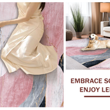 Ultra Soft Area Rug, Non Slip, Stain Resistant, Washable Area Rugs for Living Room, Bedroom, Stylish Irregular Pattern in Soft Tones(Pink)