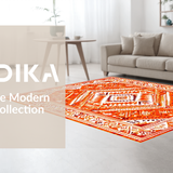 Ultra Soft Area Rug, Non Slip, Stain Resistant, Washable Area Rugs for Living Room, Bedroom, Rustic Geometric Orange Elegance(Orange)