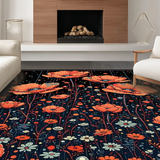 Ultra Soft Area Rug, Non Slip, Stain Resistant, Washable Area Rugs for Living Room, Bedroom, Ethereal Floral Ghost Motif(Red)