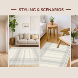 Ultra Soft Area Rug, Non Slip, Stain Resistant, Washable Area Rugs for Living Room, Bedroom, Scandi Inspired Two-Tone Elegance(Beige)