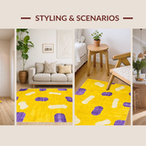 Ultra Soft Area Rug, Non Slip, Stain Resistant, Washable Area Rugs for Living Room, Bedroom, Eclectic Soft Shaggy Visual(Yellow)