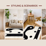 Ultra Soft Area Rug, Non Slip, Stain Resistant, Washable Area Rugs for Living Room, Bedroom, Stylish Minimalist Cat Symbolism(White)
