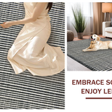 Ultra Soft Area Rug, Non Slip, Stain Resistant, Washable Area Rugs for Living Room, Bedroom, KaHouen Accent Stripe Carpet(Black)