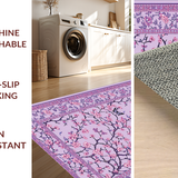 Ultra Soft Area Rug, Non Slip, Stain Resistant, Washable Area Rugs for Living Room, Bedroom, Elegant Vintage Blossom Design(Purple)