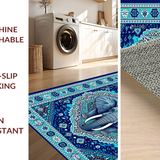 Ethnic Symbolic Patterned Floor Covering(Blue)