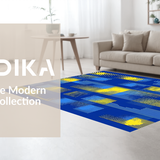 Ultra Soft Area Rug, Non Slip, Stain Resistant, Washable Area Rugs for Living Room, Bedroom, Vibrant Coastal Organic Shapes(Blue)