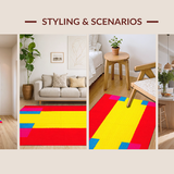 Ultra Soft Area Rug, Non Slip, Stain Resistant, Washable Area Rugs for Living Room, Bedroom, Joyful Brightly Colored Curves(Red)