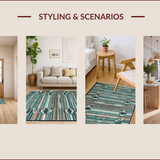 Ultra Soft Area Rug, Non Slip, Stain Resistant, Washable Area Rugs for Living Room, Bedroom, Rustic Earthy Floral Motif(Blue)