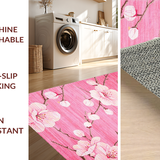 Ultra Soft Area Rug, Non Slip, Stain Resistant, Washable Area Rugs for Living Room, Bedroom, Delicate Springtime Floral Vibes(Pink)