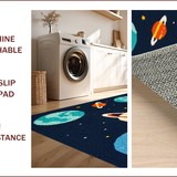 Ultra Soft Area Rug, Non Slip, Stain Resistant, Washable Area Rugs for Living Room, Bedroom, Outer Space Themed Kids(Blue)
