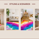 Ultra Soft Area Rug, Non Slip, Stain Resistant, Washable Area Rugs for Living Room, Bedroom, Fluffy Tie Dye Rainbow(Purple)
