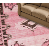 Ultra Soft Area Rug, Non Slip, Stain Resistant, Washable Area Rugs for Living Room, Bedroom, Vibrant Playful Cowboy Art Design(Pink)