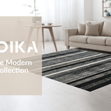 Ultra Soft Area Rug, Non Slip, Stain Resistant, Washable Area Rugs for Living Room, Bedroom, KaHouen Bold Stripe Pattern Rug Accent Carpet for Porch and Patio(Black)