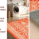 Ultra Soft Area Rug, Non Slip, Stain Resistant, Washable Area Rugs for Living Room, Bedroom, Classic Curved Line Decorative Accent(Orange)