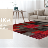 Ultra Soft Area Rug, Non Slip, Stain Resistant, Washable Area Rugs for Living Room, Bedroom, Vibrant Rustic Patchwork Aesthetic(Red)