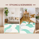 Ultra Soft Area Rug, Non Slip, Stain Resistant, Washable Area Rugs for Living Room, Bedroom, Elegant Soft Textured Circular Pattern(White)