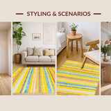 Ultra Soft Area Rug, Non Slip, Stain Resistant, Washable Area Rugs for Living Room, Bedroom, Whimsical Colorful Layered Patterns(Yellow)
