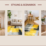 Ultra Soft Area Rug, Non Slip, Stain Resistant, Washable Area Rugs for Living Room, Bedroom, Vibrant Abstract Splash Aesthetic(Yellow)