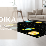 Ultra Soft Area Rug, Non Slip, Stain Resistant, Washable Area Rugs for Living Room, Bedroom, Stellar Whimsical Planetary Theme(Yellow)