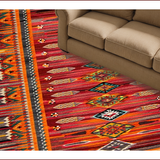 Ultra Soft Area Rug, Non Slip, Stain Resistant, Washable Area Rugs for Living Room, Bedroom, Vibrant Aztec Tribal Aesthetic(Red)