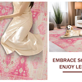 Ultra Soft Area Rug, Non Slip, Stain Resistant, Washable Area Rugs for Living Room, Bedroom, Refined Modern Tiled Arrangement(Pink)