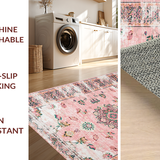 Ultra Soft Area Rug, Non Slip, Stain Resistant, Washable Area Rugs for Living Room, Bedroom, Luxurious Distressed Decorative Accent(Pink)