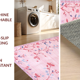 Ultra Soft Area Rug, Non Slip, Stain Resistant, Washable Area Rugs for Living Room, Bedroom, Delicate Floral Insect Design(Pink)