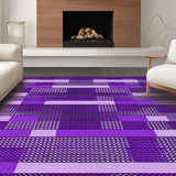 Ultra Soft Area Rug, Non Slip, Stain Resistant, Washable Area Rugs for Living Room, Bedroom, Stylish Non-Traditional Checker Motif(Purple)