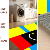 Ultra Soft Area Rug, Non Slip, Stain Resistant, Washable Area Rugs for Living Room, Bedroom, Dynamic Rainbow Face Composition(Blue)
