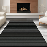 Ultra Soft Area Rug, Non Slip, Stain Resistant, Washable Area Rugs for Living Room, Bedroom, Sleek Earth Tone Linear Patterns(Black)