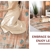 Ultra Soft Area Rug, Non Slip, Stain Resistant, Washable Area Rugs for Living Room, Bedroom, Colorful Ethnic Trellis Arrangement(Orange)