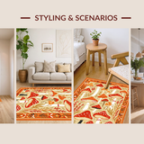 Ultra Soft Area Rug, Non Slip, Stain Resistant, Washable Area Rugs for Living Room, Bedroom, Joyful Eclectic Design Elements(Orange)
